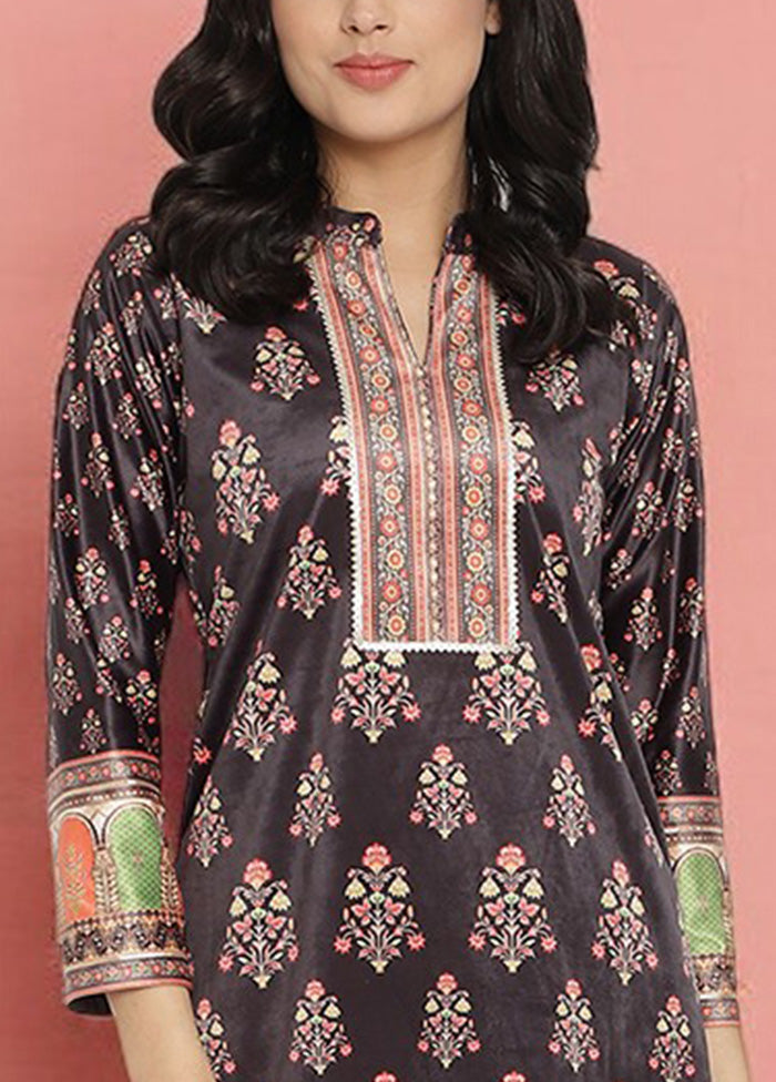 Black Readymade Velvet Kurti Get Authentic Sale Online