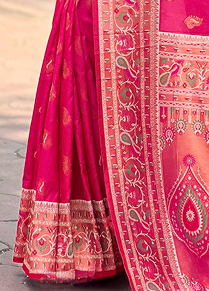 Pink Dupion Silk Saree With Blouse Piece Free Shipping Fashionable