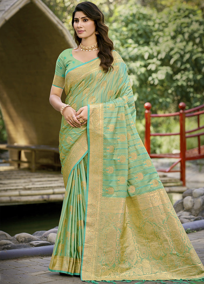 Green Spun Silk Saree With Blouse Piece Discount Tumblr