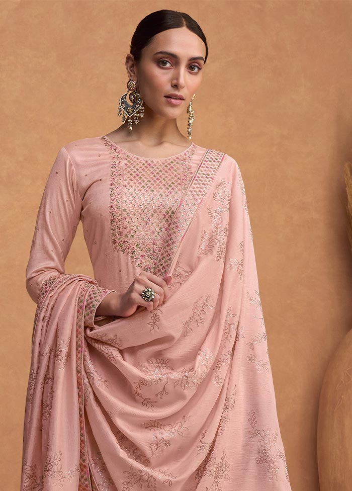 3 Pc Peach Semi Stitched Silk Suit Set Clearance Tumblr