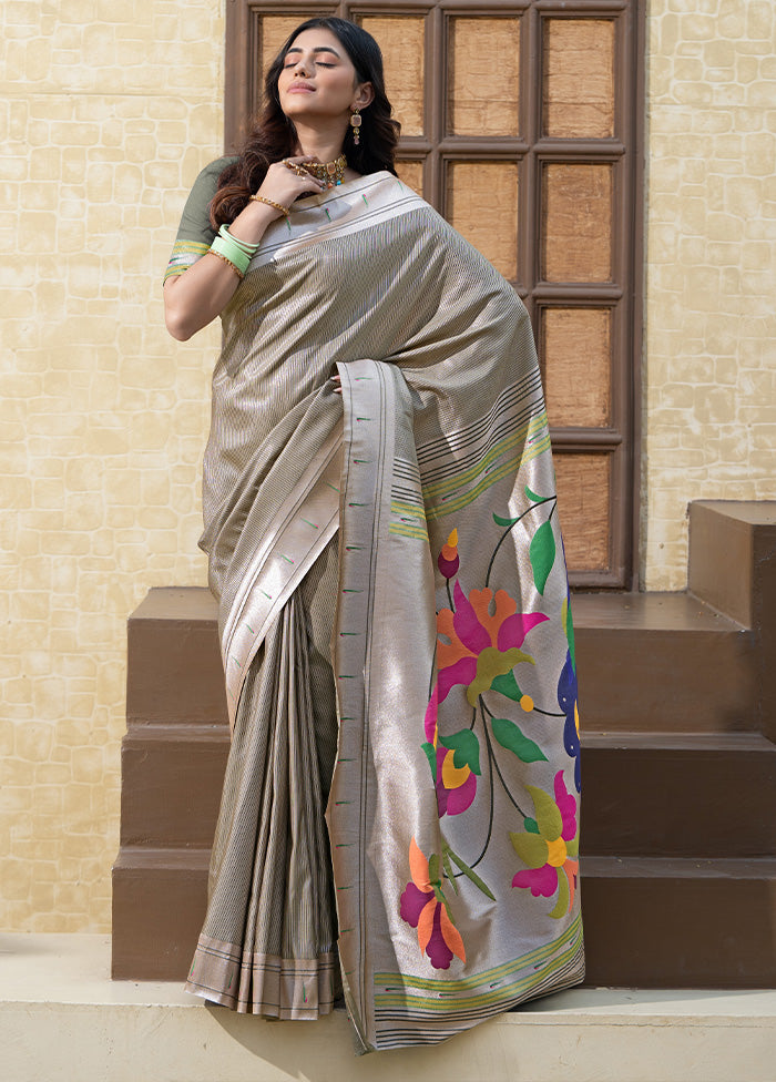 Grey Spun Silk Saree With Blouse Piece How Much For Sale