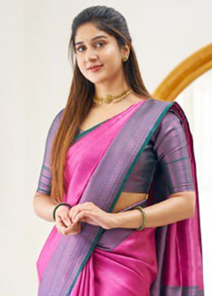 Rani Banarasi Silk Saree With Blouse Piece Discount Pices