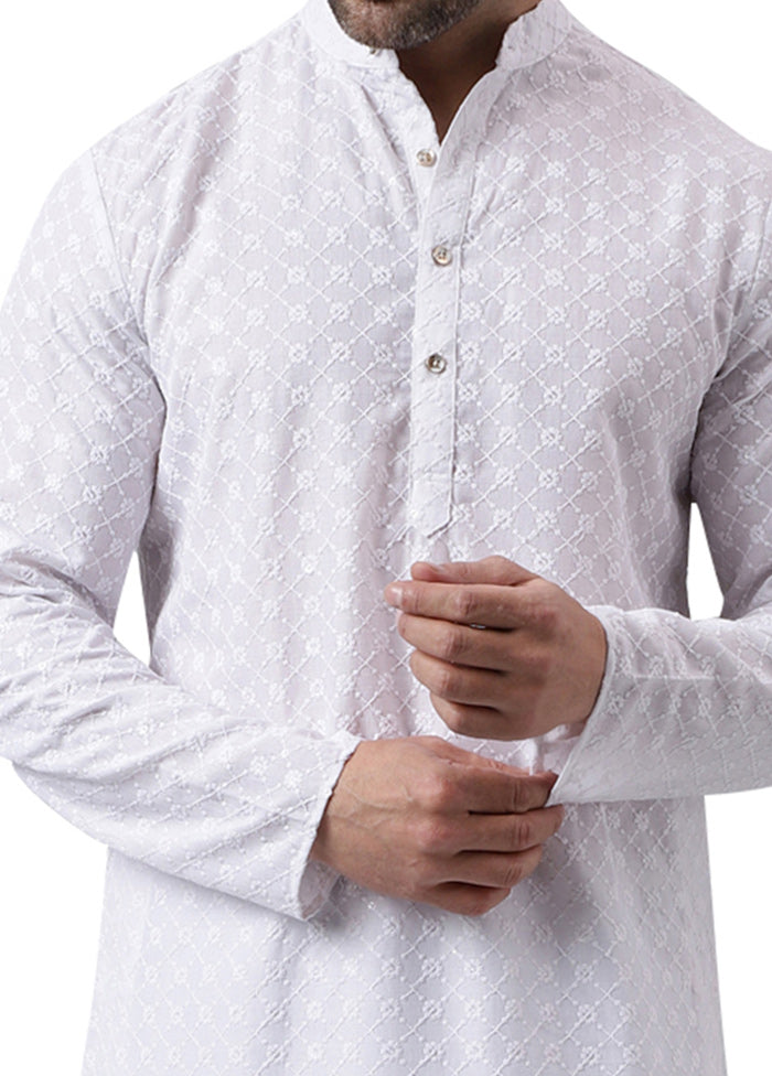 White Silk Embroidered Kurta Buy Cheap Recommend