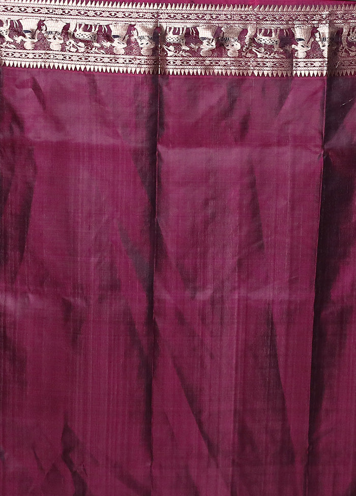 Maroon Handloom Baluchari Pure Silk Saree With Blouse Piece Outlet Websites