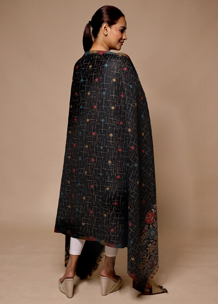 Black Butta Work With Zari Woven Border Shawl Discount Wiki