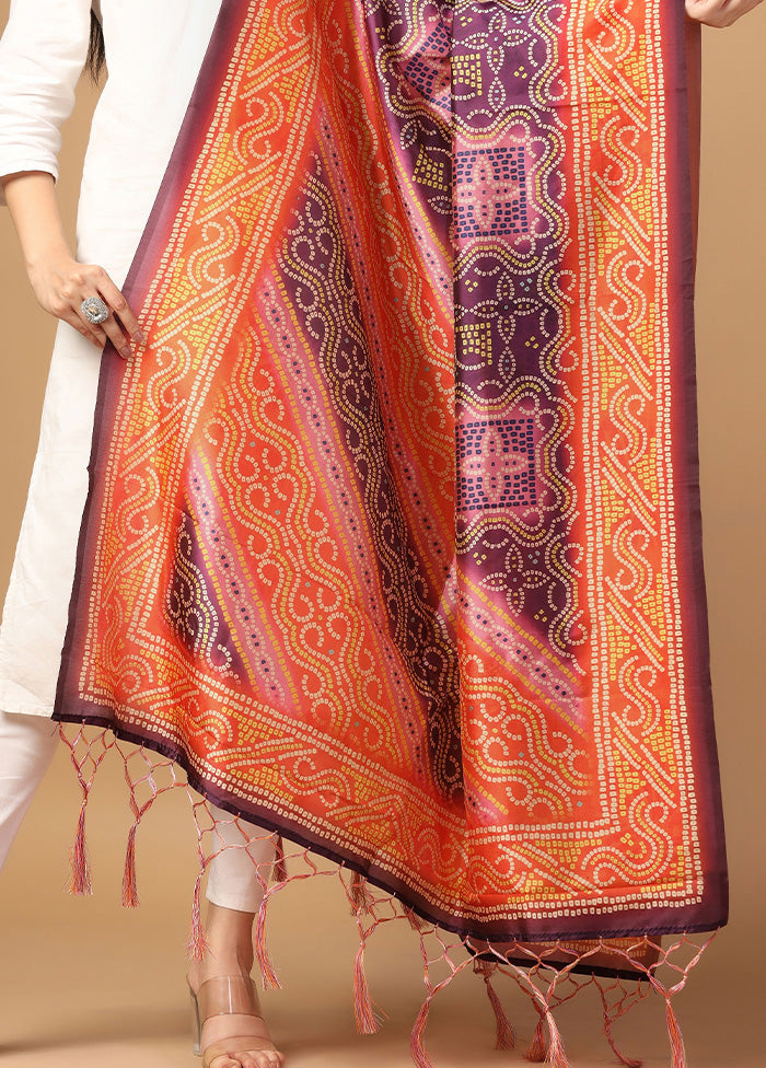 Orange Art Silk Dupatta Outlet Purchase