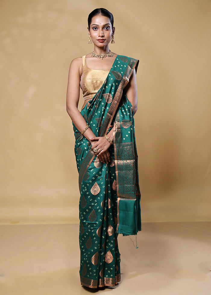 Green Handloom Dupion Pure Silk Saree With Blouse Piece Sale Extremely