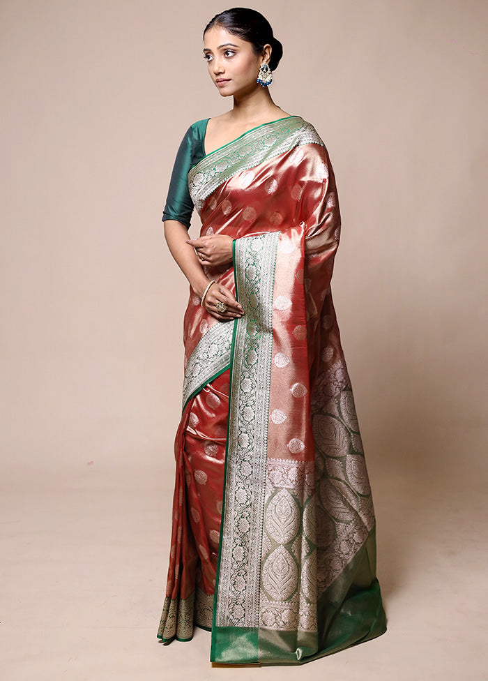 Red Tissue Silk Saree With Blouse Piece Websites For Sale