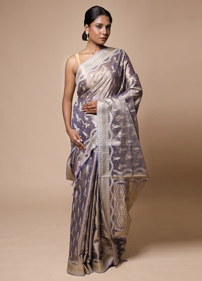 Lavender Tissue Silk Saree With Blouse Piece Free Shipping Pay With Visa