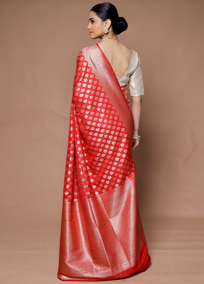 Red Uppada Silk Saree With Blouse Piece Outlet Pices