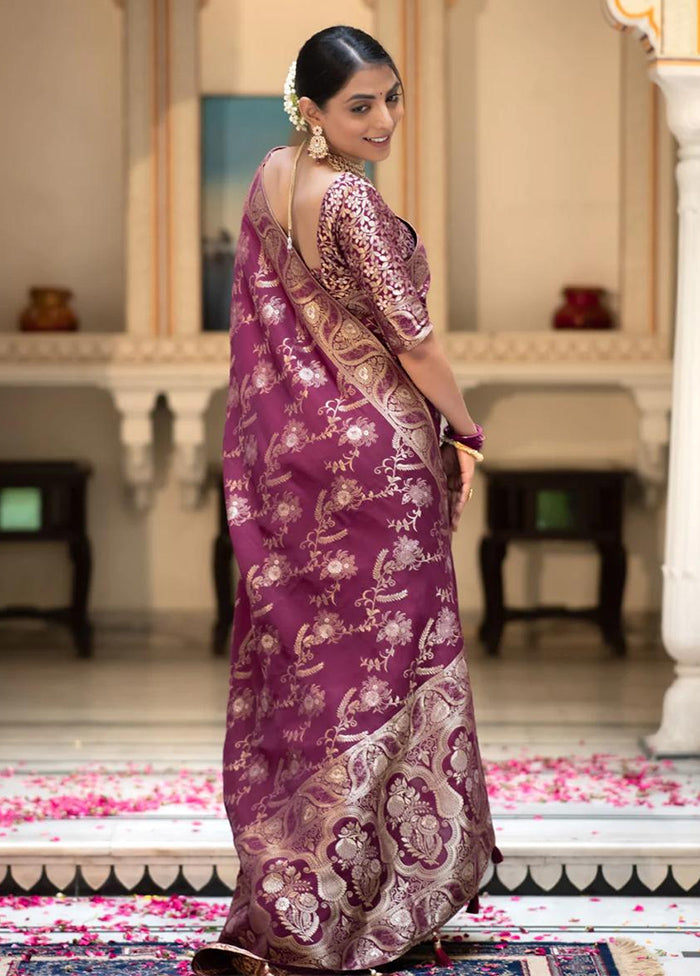 Magenta Banarasi Silk Saree With Blouse Piece Latest Collections Sale Online