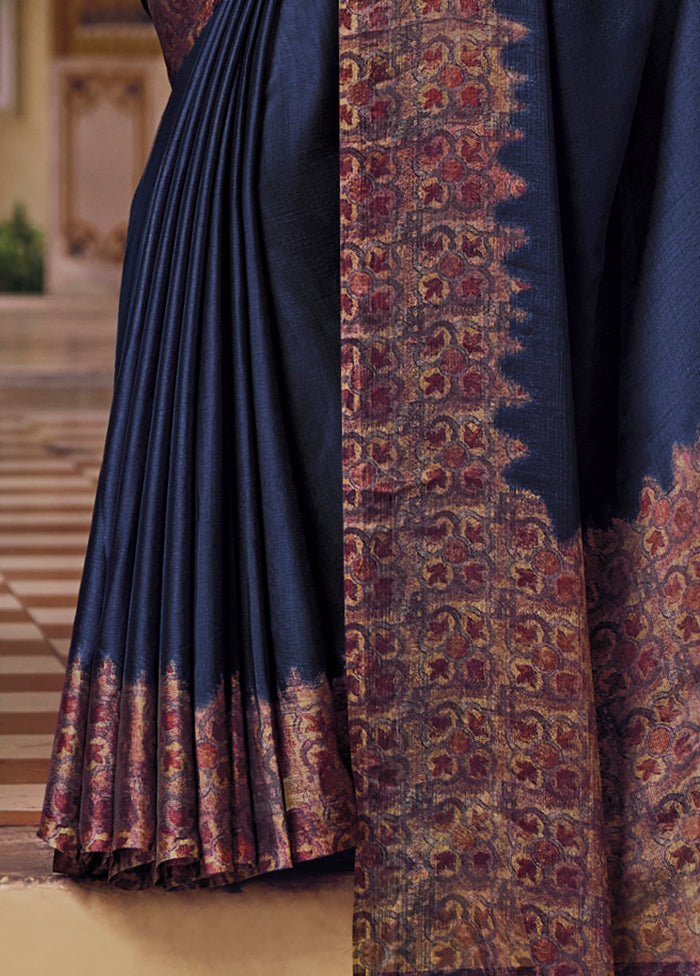 Blue Chiffon Silk Saree With Blouse Piece Outlet Visit