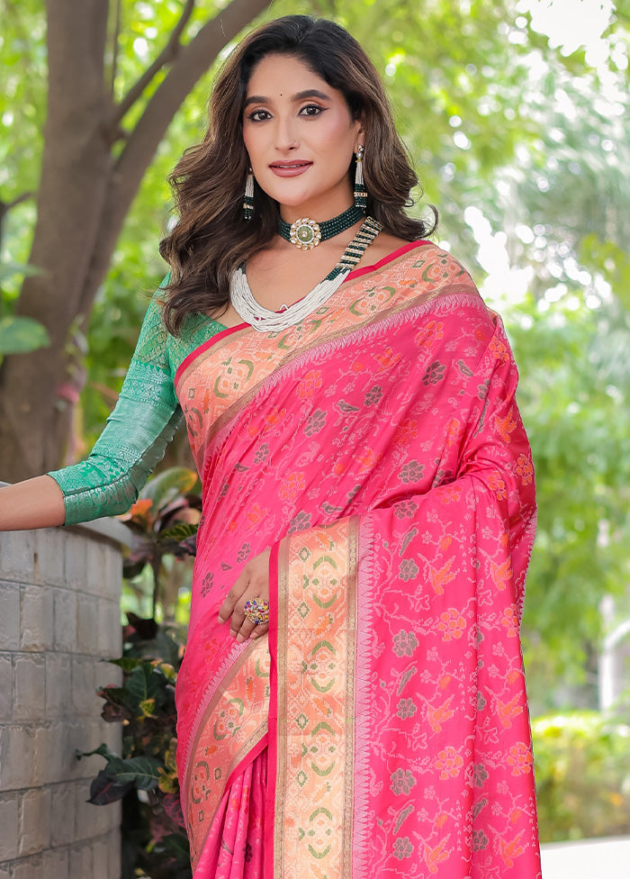 Pink Spun Silk Saree With Blouse Piece Fashionable Cheap Online