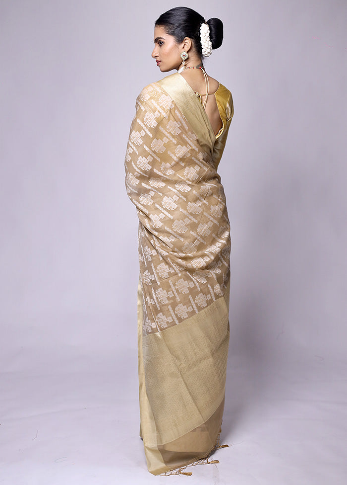 Beige Kora Silk Saree With Blouse Piece Free Shipping With Mastercard