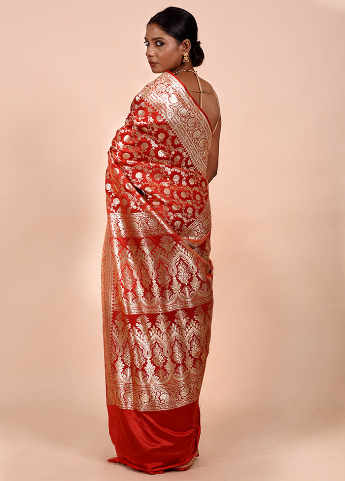 Red Banarasi Silk Saree With Blouse Piece Cheap Professional