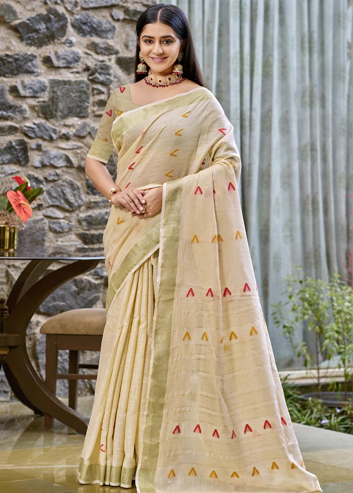 Beige Cotton Saree With Blouse Piece Outlet For You