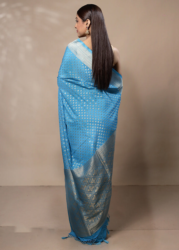 Blue Dupion Silk Saree With Blouse Piece Outlet Affordable