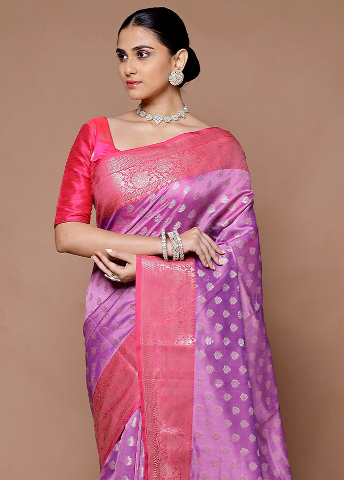 Pink Kora Silk Saree With Blouse Piece Cheap Sale 2025 Newest