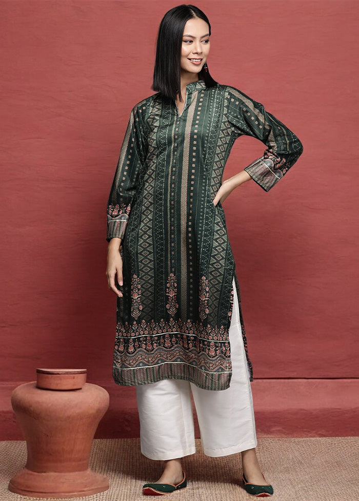 Dark Green Readymade Velvet Kurti Clearance Fake