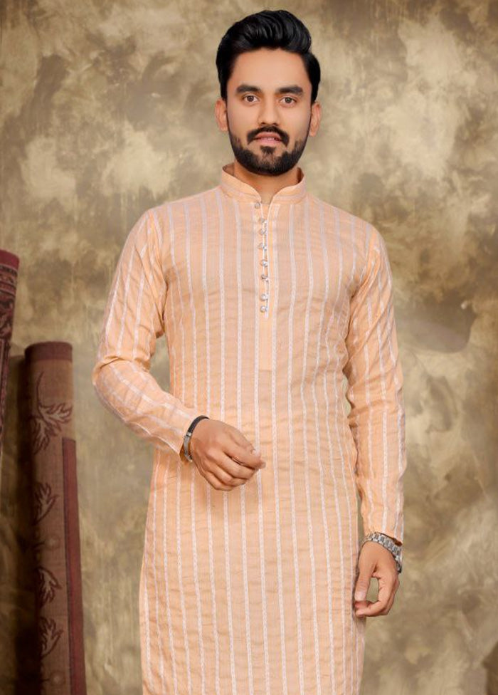 Peach Pure Cotton Kurta And Pajama Set Free Shipping 2025 New