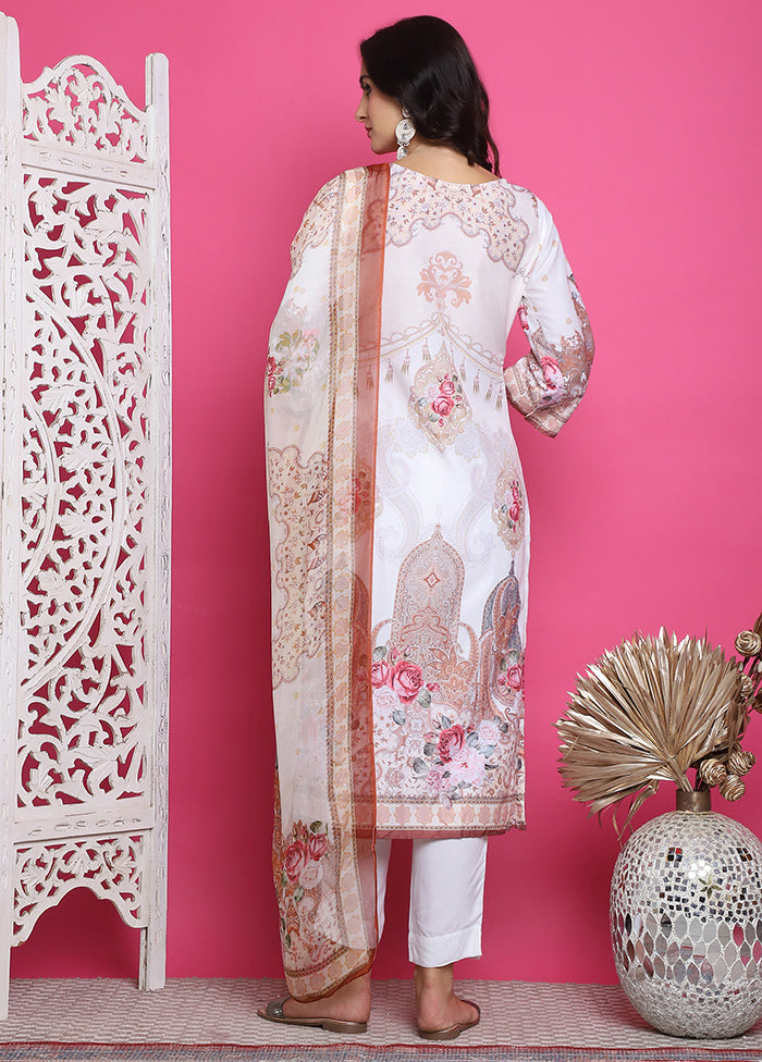 3 Pc Cream Unstitched Silk Suit Set Buy Cheap Best Place