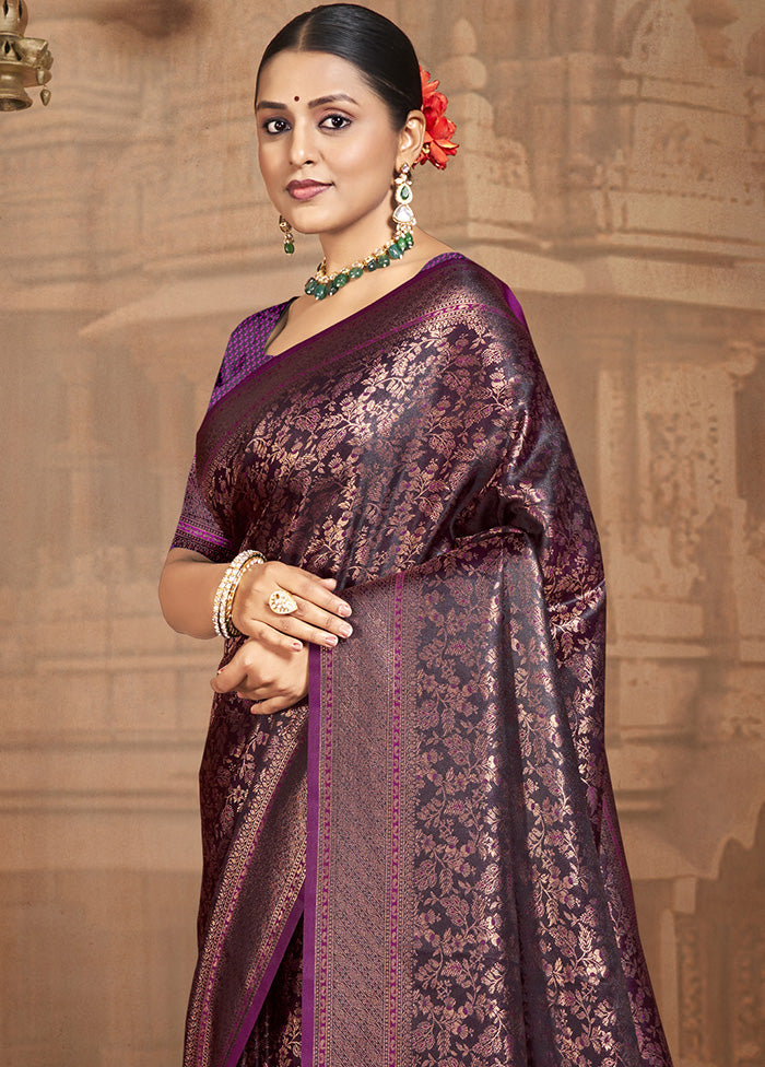 Purple Spun Silk Saree With Blouse Piece In China For Sale