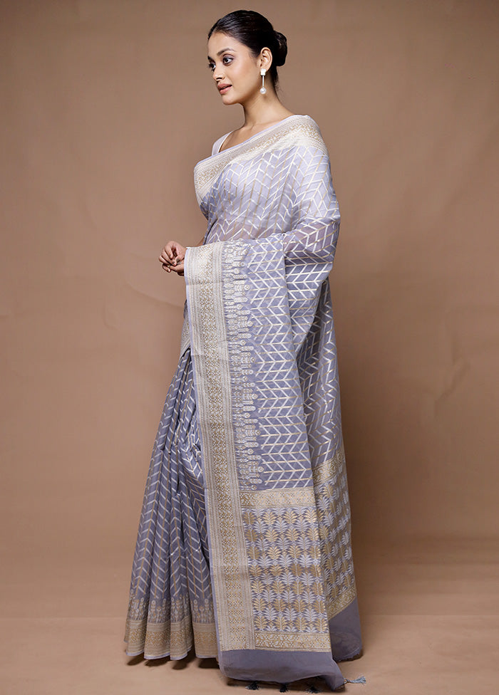 Blue Kora Silk Saree With Blouse Piece 2025 Newest Online