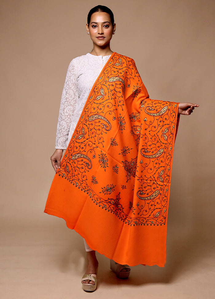 Orange Woven Work Shawl Sast Sale Online