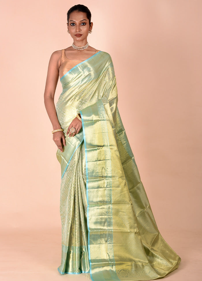 Green Handloom Kanchipuram Pure Silk Saree With Blouse Piece Sale Wide Range Of