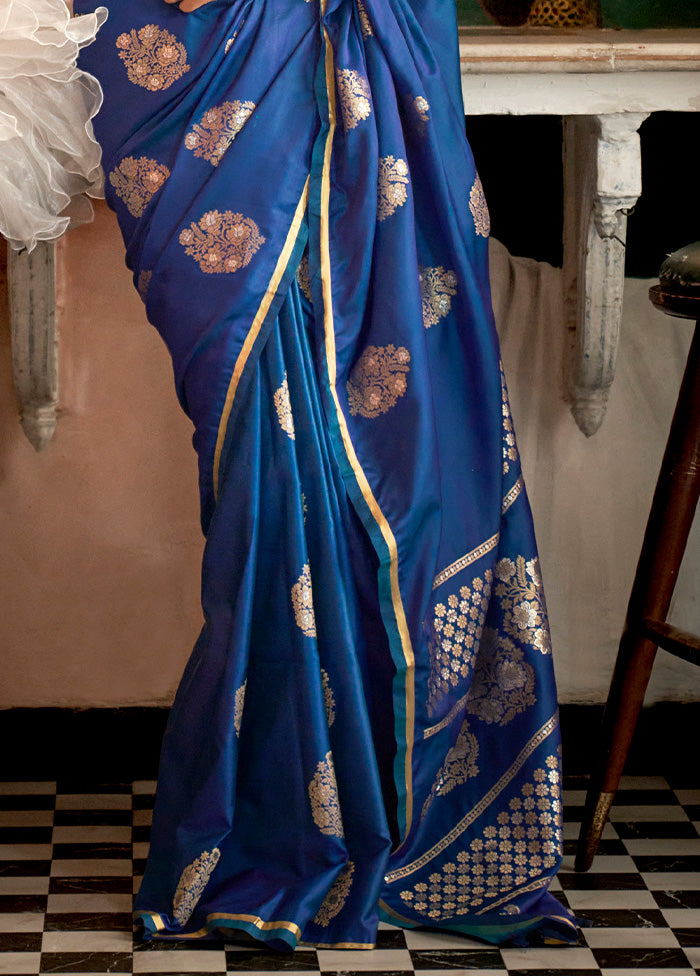 Blue Spun Silk Saree With Blouse Piece Discount Best Place