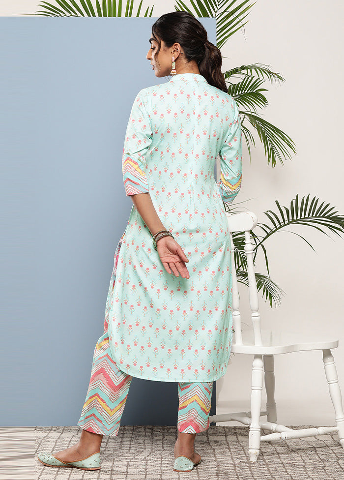 2 Pc Sky Blue Readymade Silk Kurti Set Buy Cheap Classic