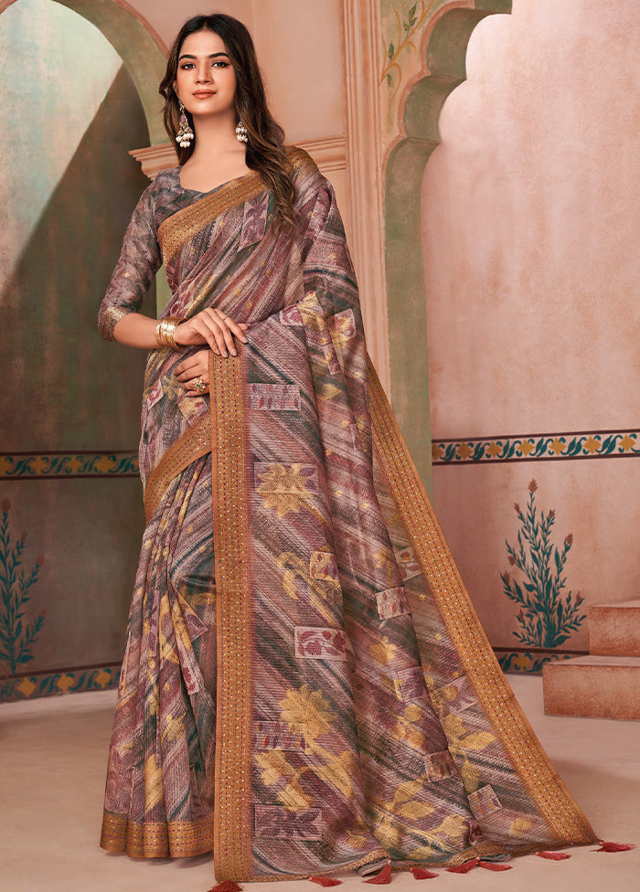 Multicolor Spun Silk Saree With Blouse Piece Shop For Cheap Online