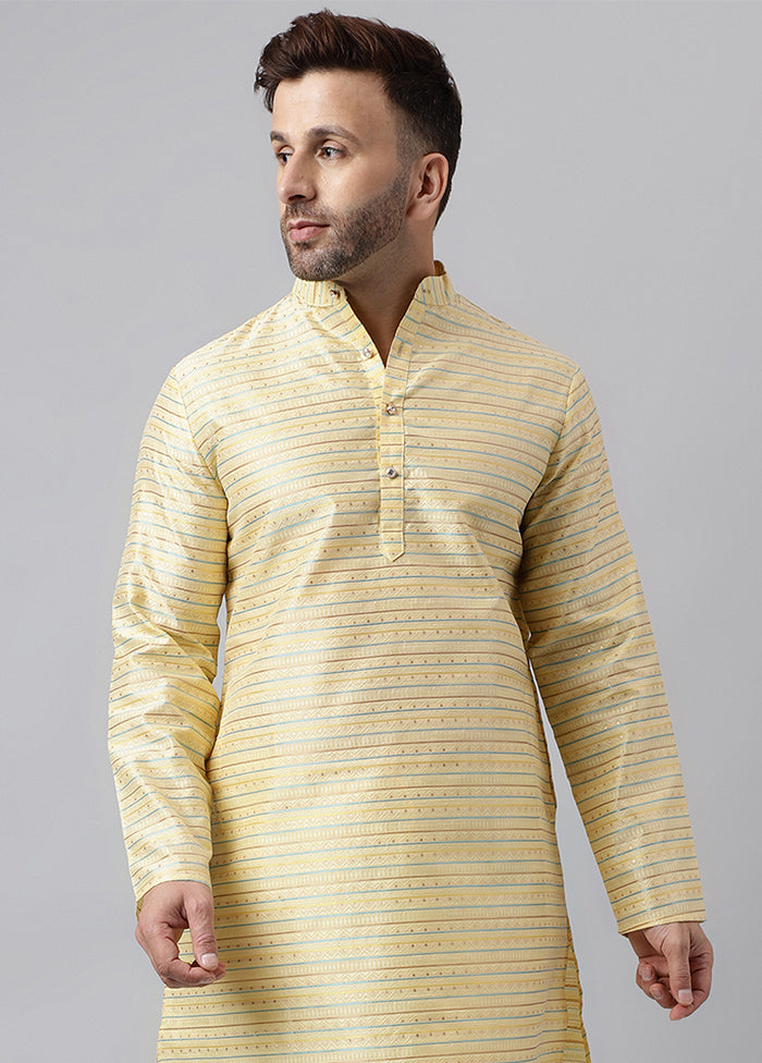 Cream Viscose Jacquard Long Kurta Cheap For Cheap