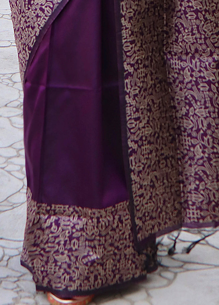 Purple Spun Silk Saree With Blouse Piece Find Great Cheap Online