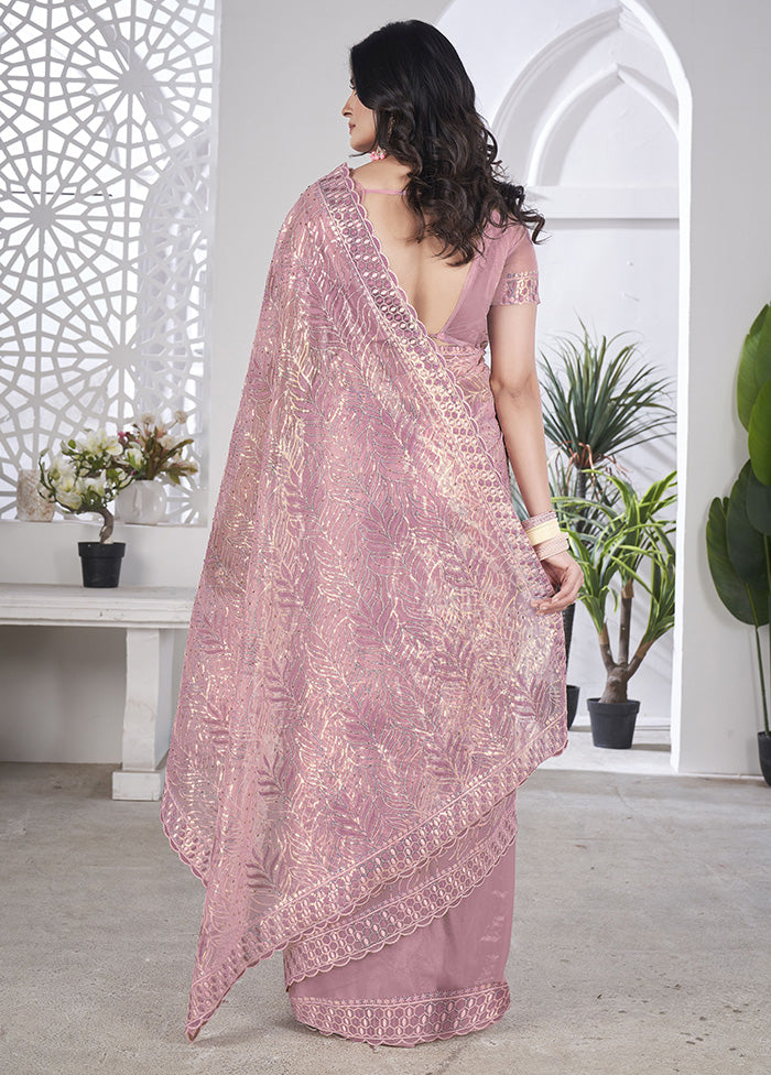 Purple Net Net Saree With Blouse Piece Footlocker Finishline Online