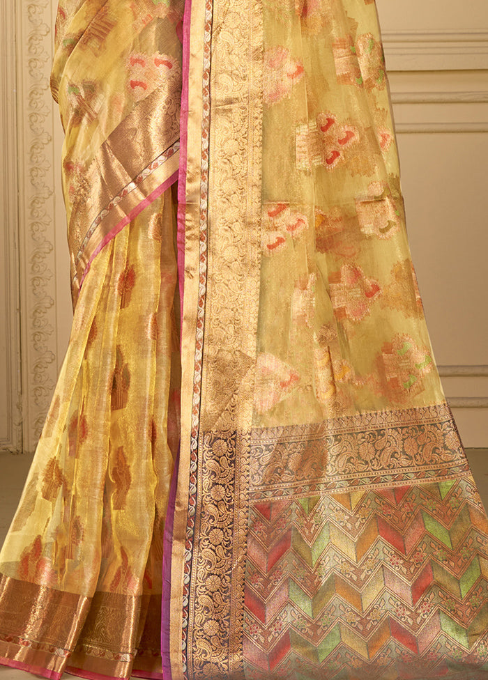 Beige Organza Saree With Blouse Piece Discount Footaction