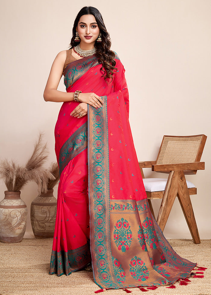 Pink Spun Silk Saree With Blouse Piece Discount From China