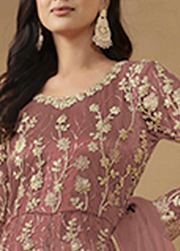 3 Pc Pink Semi Stitched Net Suit Set Visit Cheap Pice