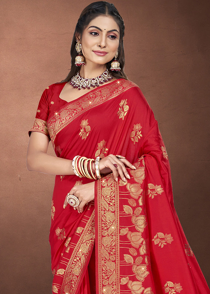 Red Spun Silk Saree With Blouse Piece Discount Sast