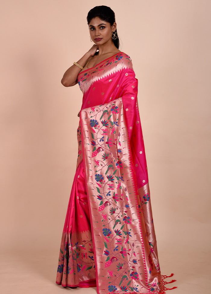 Pink Dupion Silk Saree With Blouse Piece Manchester Great Sale Online