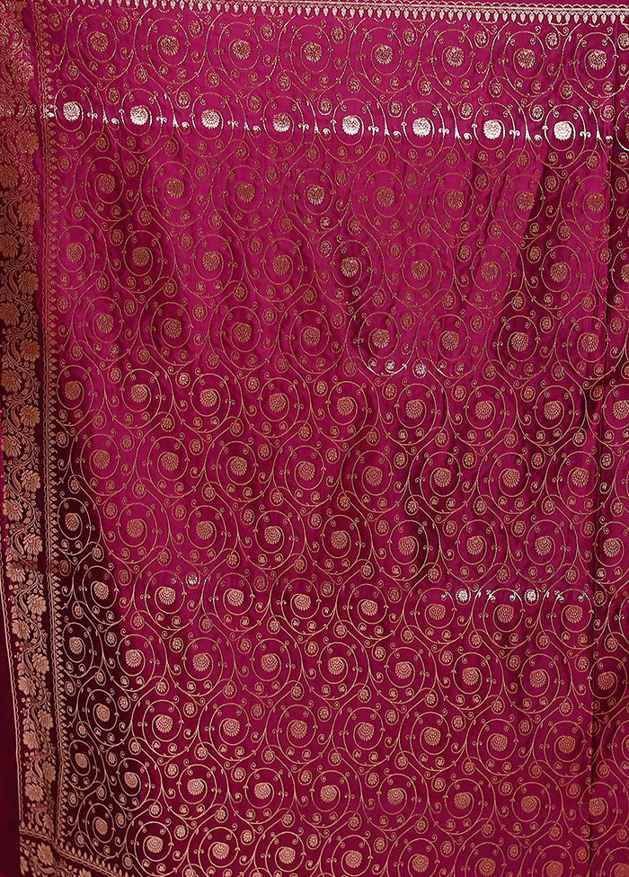 Purple Banarasi Silk Saree With Blouse Piece Cheap Sale Now