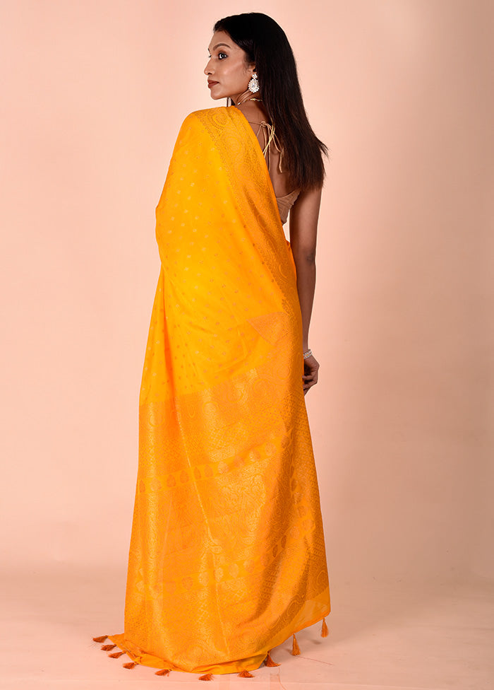 Yellow Georgette Saree With Blouse Piece From China Free Shipping Low Pice