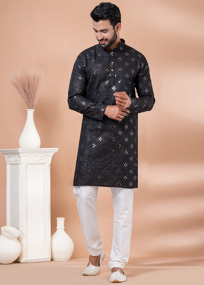 Black Cotton Kurta And Pajama Set Explore Online