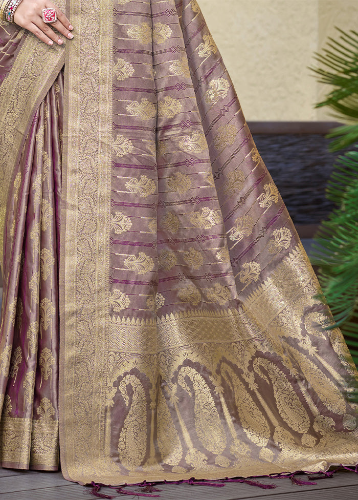 Purple Satin Silk Saree With Blouse Piece Cheap Get To Buy