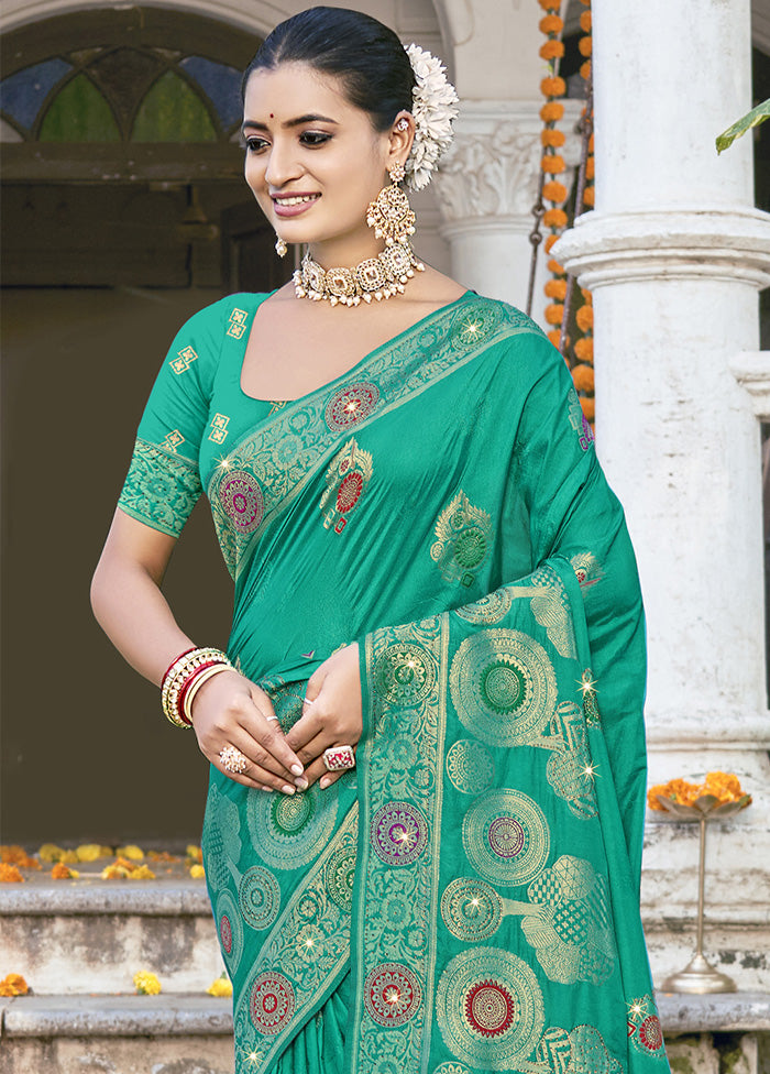 Green Spun Silk Saree With Blouse Piece Buy Cheap For Cheap