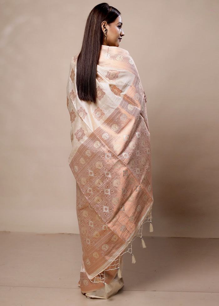 Cream Dupion Silk Saree With Blouse Piece Buy Cheap Outlet Locations