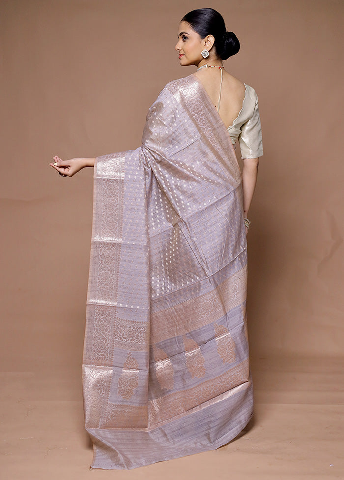 Grey Kora Silk Saree With Blouse Piece Tumblr