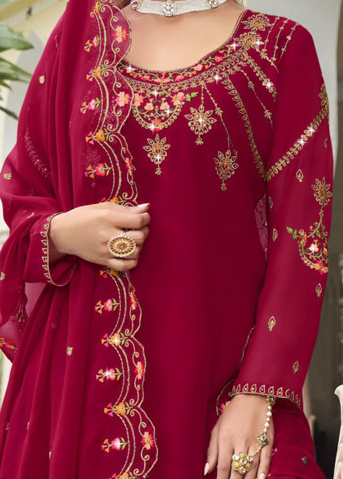 3 Pc Pink Semi Stitched Georgette Suit Set Tumblr Online