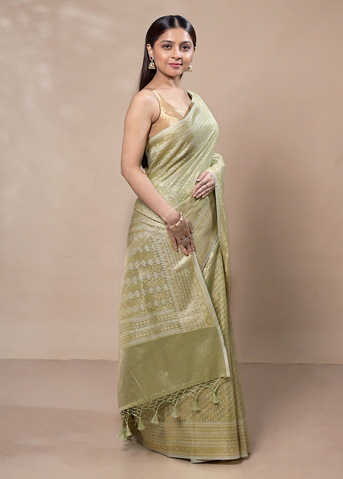 Green Tissue Silk Saree With Blouse Piece Outlet Release Dates