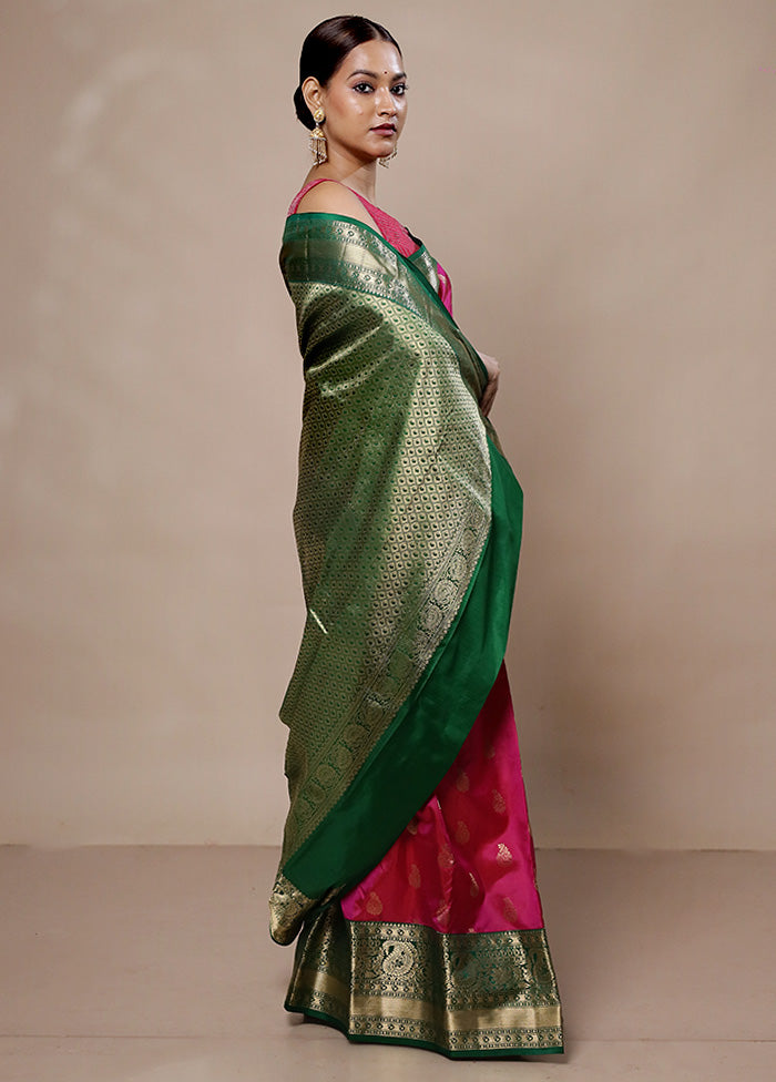 Pink Handloom Kanchipuram Pure Silk Saree With Blouse Piece For Sale Online